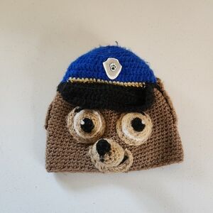 Handmade Paw Patrol Chase Crochet Winter Hat Cap Baby Toddler 12-18 months